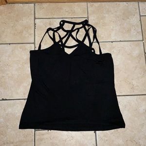 Shein Curve Strappy Neck Solid Shell Top